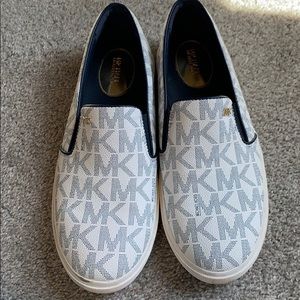 Michael Kors Monogrammed Navy White Slip On